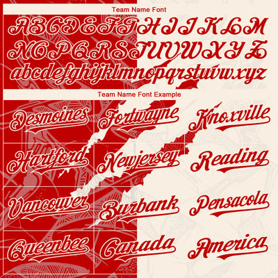 Custom Graffiti Pattern Red-Cream 3D Scratch Authentic Baseball Jersey