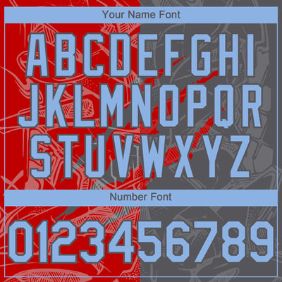 Custom Graffiti Pattern Light Blue Steel Gray-Red 3D Scratch Authentic Baseball Jersey