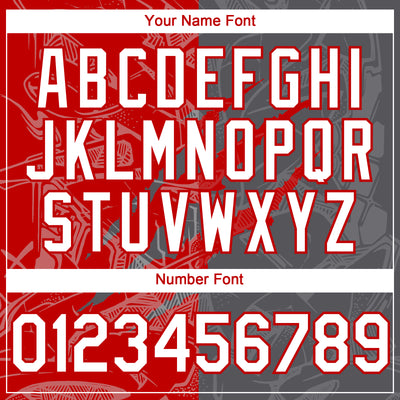 Custom Graffiti Pattern White Steel Gray-Red 3D Scratch Authentic Baseball Jersey