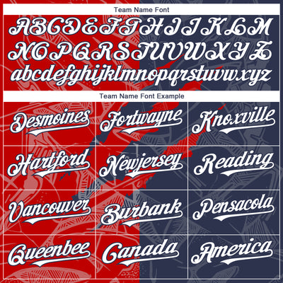 Custom Graffiti Pattern White Navy-Red 3D Scratch Authentic Baseball Jersey