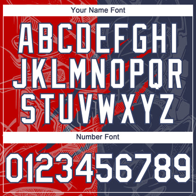 Custom Graffiti Pattern White Navy-Red 3D Scratch Authentic Baseball Jersey