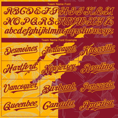 Custom Graffiti Pattern Crimson-Gold 3D Scratch Authentic Baseball Jersey