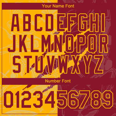 Custom Graffiti Pattern Crimson-Gold 3D Scratch Authentic Baseball Jersey