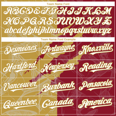 Custom Graffiti Pattern White Crimson-Old Gold 3D Scratch Authentic Baseball Jersey