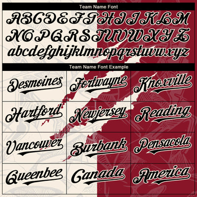 Custom Graffiti Pattern Black Crimson-Cream 3D Scratch Authentic Baseball Jersey