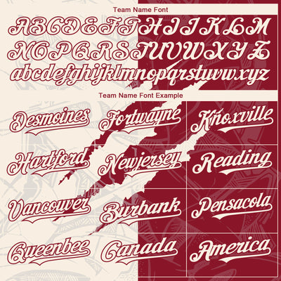 Custom Graffiti Pattern Cream-Crimson 3D Scratch Authentic Baseball Jersey