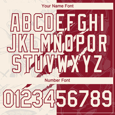 Custom Graffiti Pattern Cream-Crimson 3D Scratch Authentic Baseball Jersey