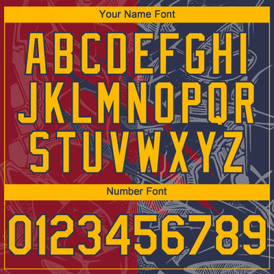 Custom Graffiti Pattern Gold Navy-Crimson 3D Scratch Authentic Baseball Jersey
