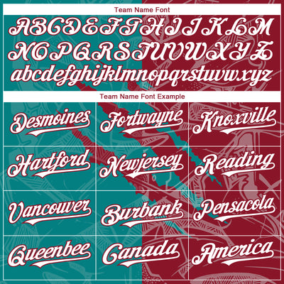 Custom Graffiti Pattern White Teal-Crimson 3D Scratch Authentic Baseball Jersey
