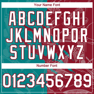 Custom Graffiti Pattern White Teal-Crimson 3D Scratch Authentic Baseball Jersey