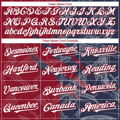 Custom Graffiti Pattern White Navy-Crimson 3D Scratch Authentic Baseball Jersey