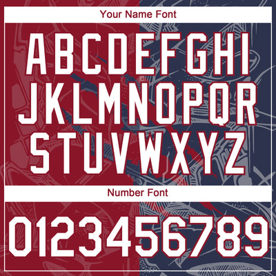 Custom Graffiti Pattern White Navy-Crimson 3D Scratch Authentic Baseball Jersey