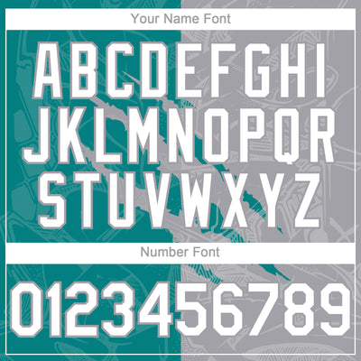 Custom Graffiti Pattern White Teal-Gray 3D Scratch Authentic Baseball Jersey