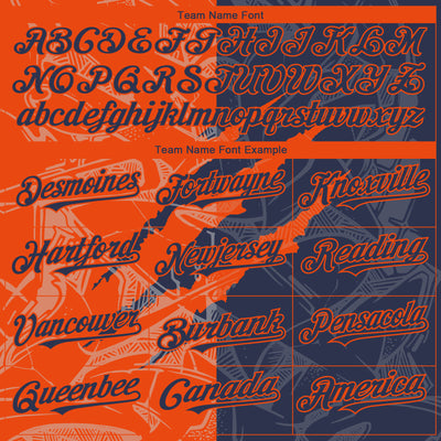 Custom Graffiti Pattern Navy-Orange 3D Scratch Authentic Baseball Jersey