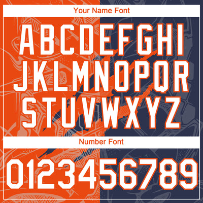 Custom Graffiti Pattern White Navy-Orange 3D Scratch Authentic Baseball Jersey