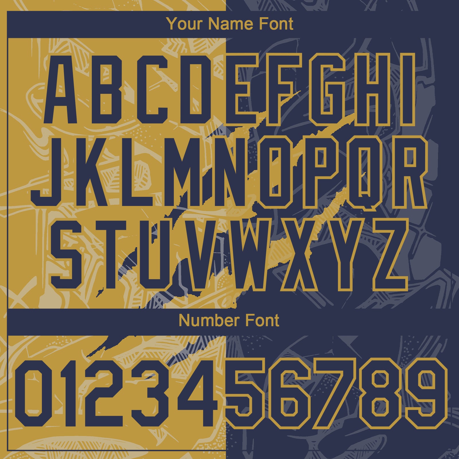 Custom Graffiti Pattern Navy-Old Gold 3D Scratch Authentic Baseball Jersey