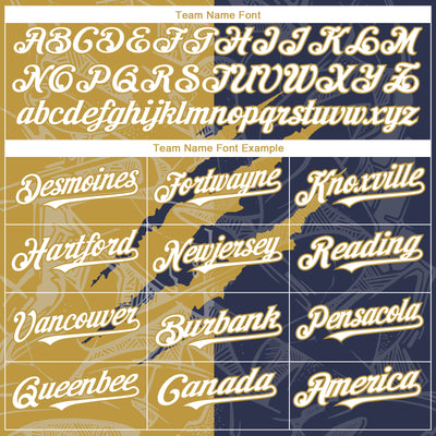 Custom Graffiti Pattern White Navy-Old Gold 3D Scratch Authentic Baseball Jersey