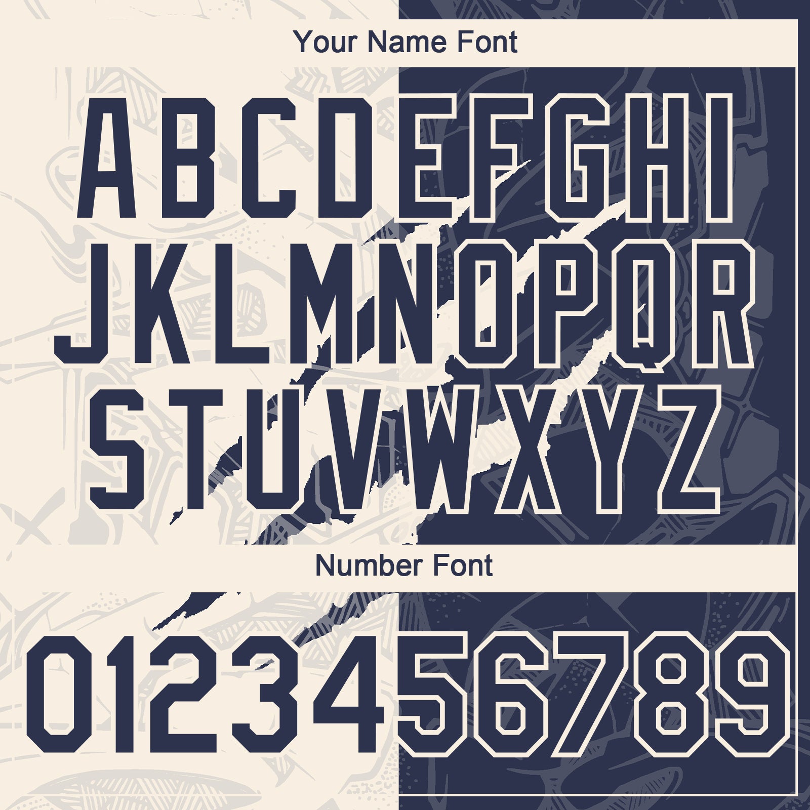 Custom Graffiti Pattern Navy-Cream 3D Scratch Authentic Baseball Jersey