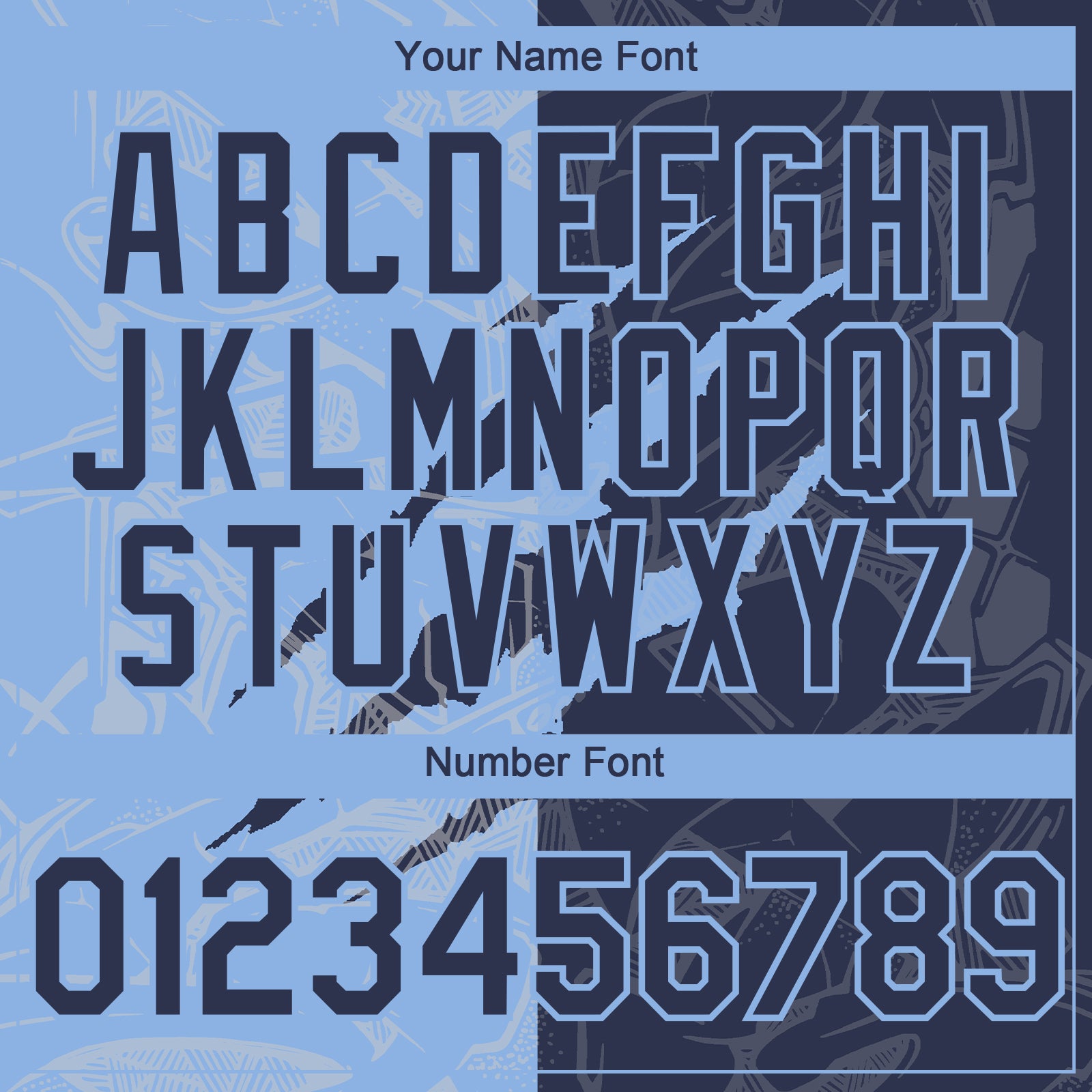 Custom Graffiti Pattern Navy-Light Blue 3D Scratch Authentic Baseball Jersey