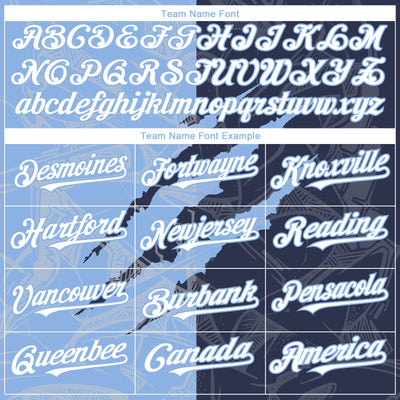 Custom Graffiti Pattern White Navy-Light Blue 3D Scratch Authentic Baseball Jersey