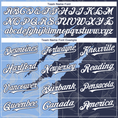 Custom Graffiti Pattern White Navy-Light Blue 3D Scratch Authentic Baseball Jersey