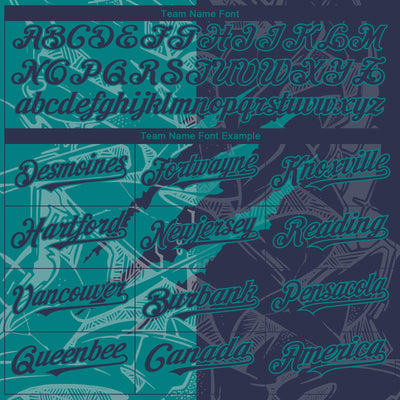 Custom Graffiti Pattern Navy-Teal 3D Scratch Authentic Baseball Jersey
