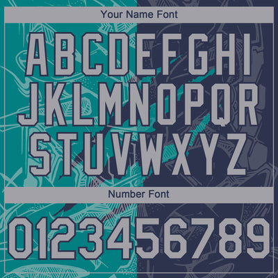 Custom Graffiti Pattern Gray Navy-Teal 3D Scratch Authentic Baseball Jersey