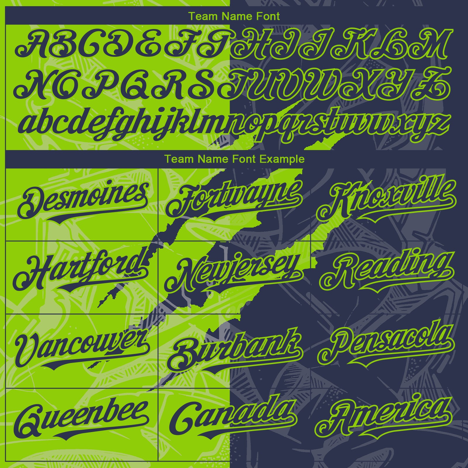 Custom Graffiti Pattern Navy-Neon Green 3D Scratch Authentic Baseball Jersey