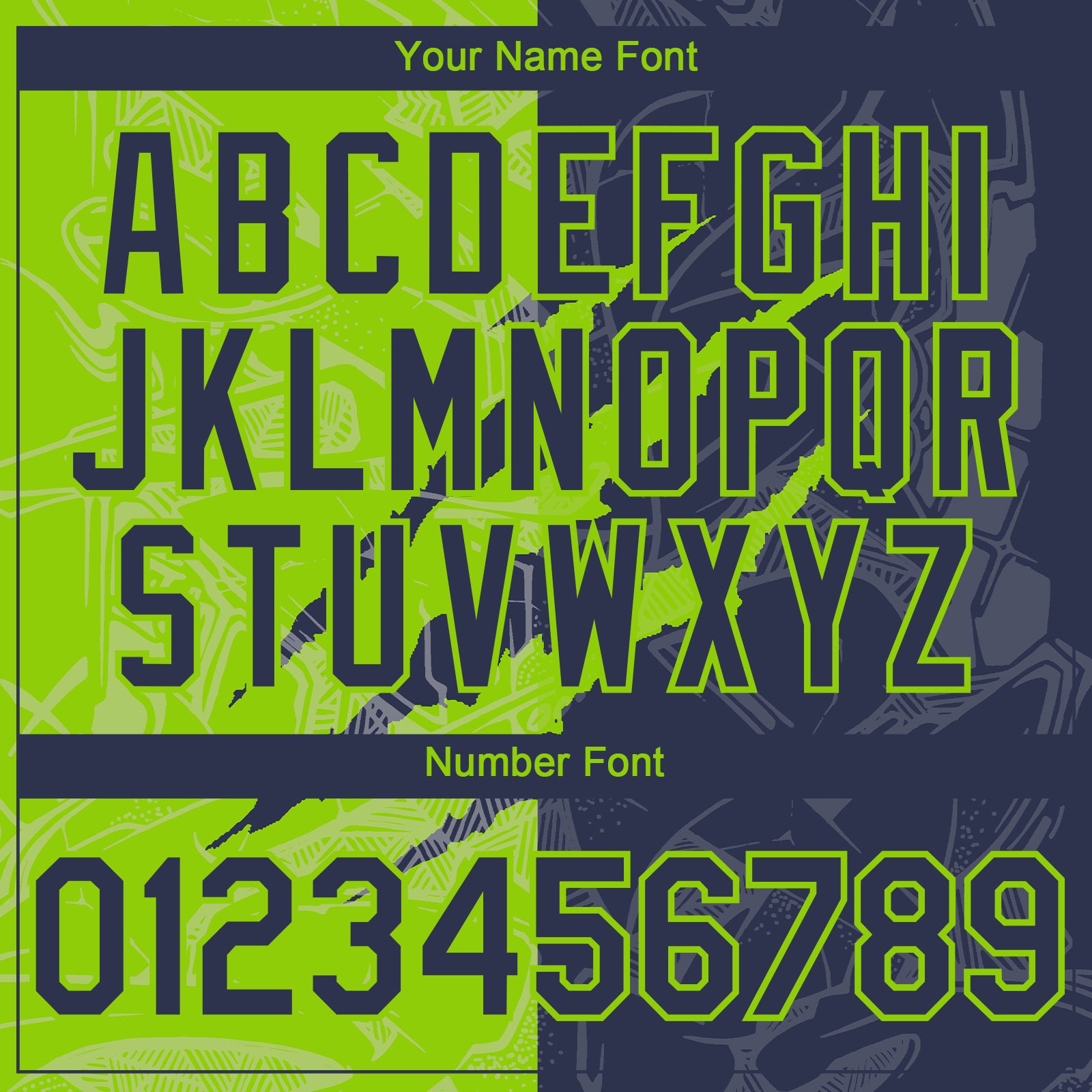 Custom Graffiti Pattern Navy-Neon Green 3D Scratch Authentic Baseball Jersey