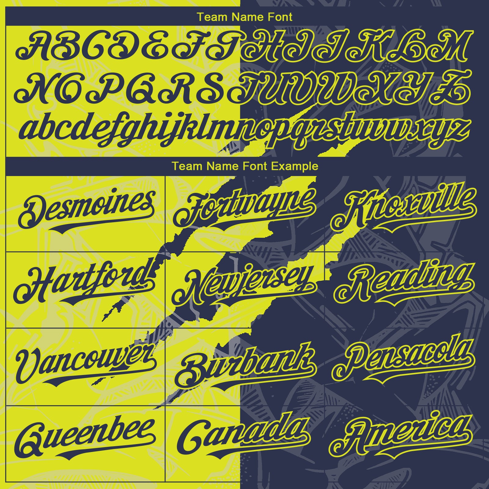 Custom Graffiti Pattern Navy-Neon Yellow 3D Scratch Authentic Baseball Jersey