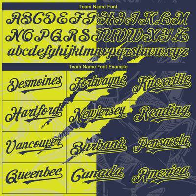 Custom Graffiti Pattern Navy-Neon Yellow 3D Scratch Authentic Baseball Jersey
