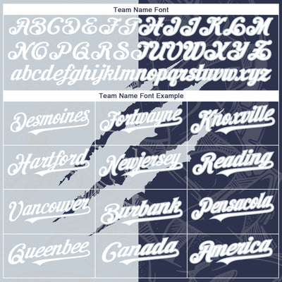 Custom Graffiti Pattern White Navy-Silver 3D Scratch Authentic Baseball Jersey