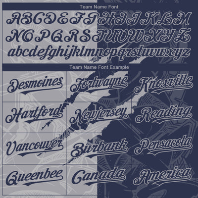 Custom Graffiti Pattern Navy-Gray 3D Scratch Authentic Baseball Jersey