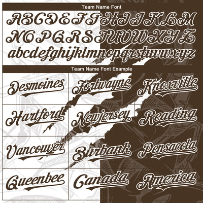 Custom Graffiti Pattern Brown-White 3D Scratch Authentic Baseball Jersey