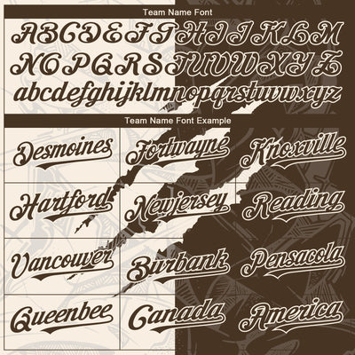 Custom Graffiti Pattern Brown-Cream 3D Scratch Authentic Baseball Jersey