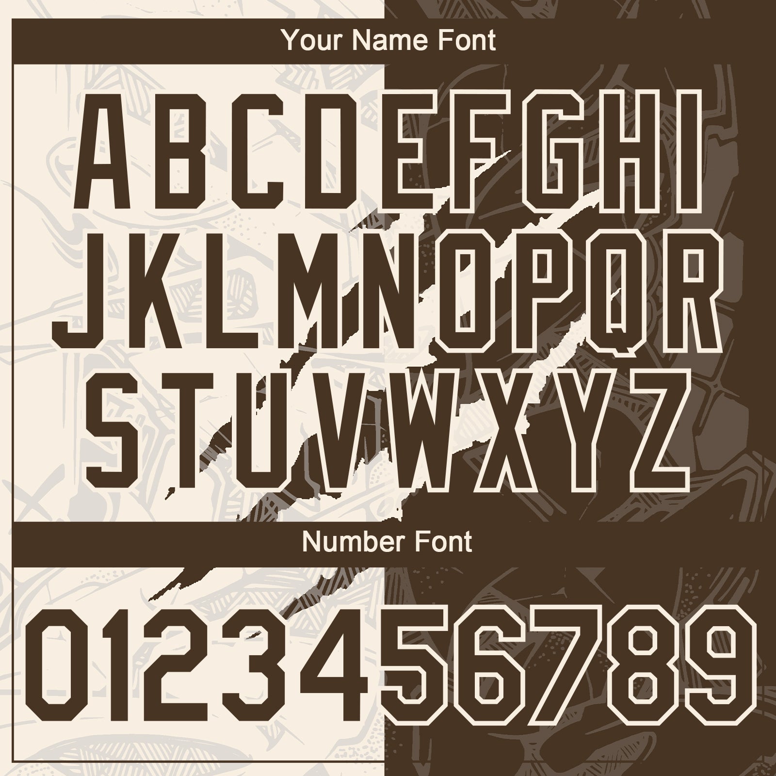 Custom Graffiti Pattern Brown-Cream 3D Scratch Authentic Baseball Jersey