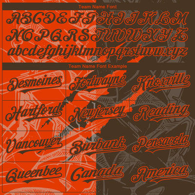 Custom Graffiti Pattern Brown-Orange 3D Scratch Authentic Baseball Jersey