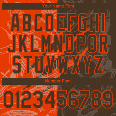 Custom Graffiti Pattern Brown-Orange 3D Scratch Authentic Baseball Jersey