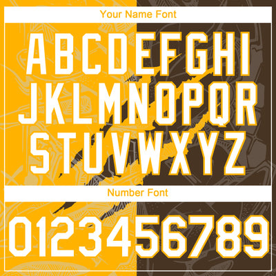 Custom Graffiti Pattern White Brown-Gold 3D Scratch Authentic Baseball Jersey