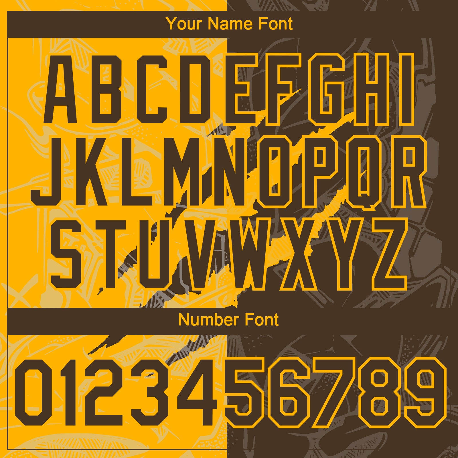 Custom Graffiti Pattern Brown-Gold 3D Scratch Authentic Baseball Jersey