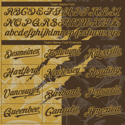 Custom Graffiti Pattern Brown-Old Gold 3D Scratch Authentic Baseball Jersey