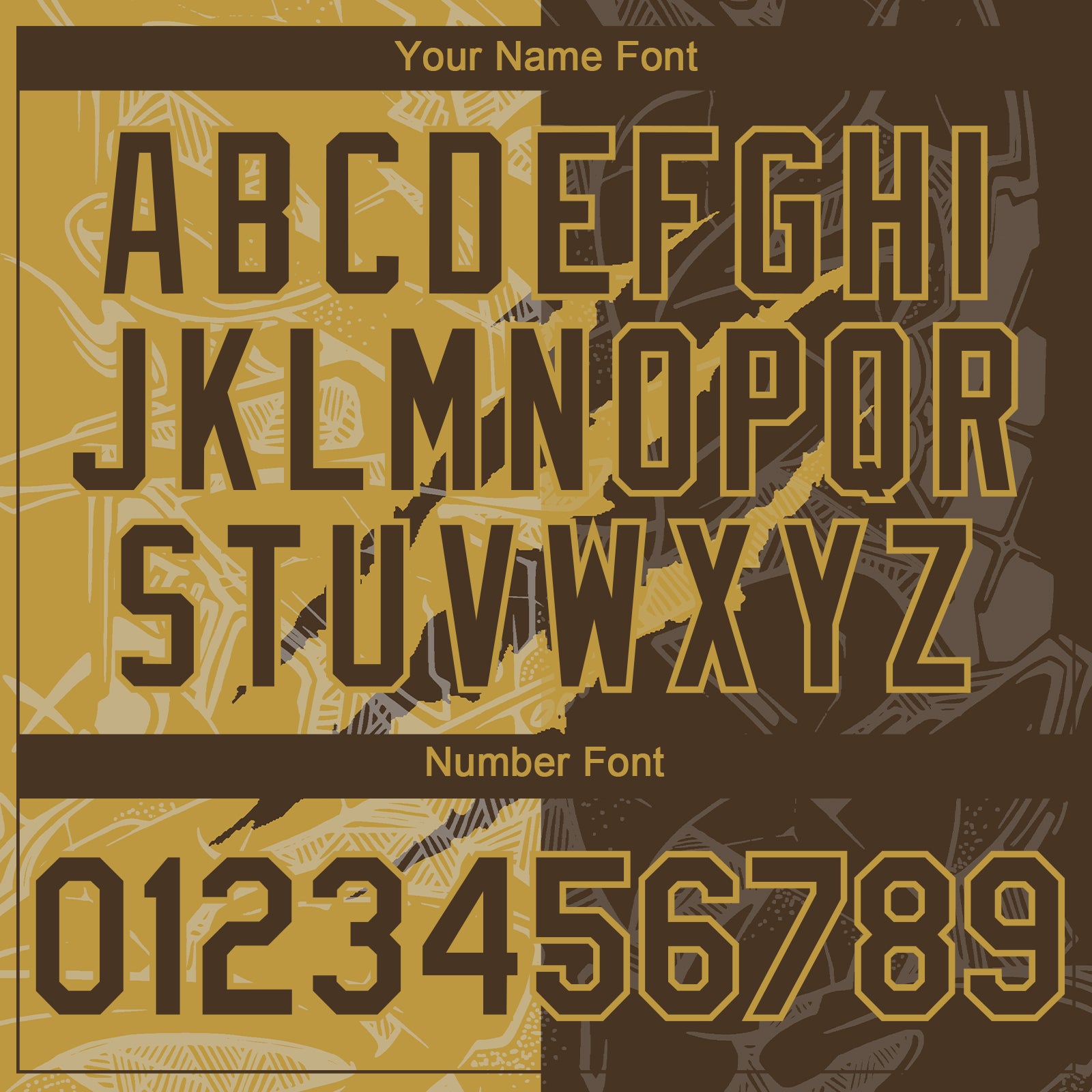 Custom Graffiti Pattern Brown-Old Gold 3D Scratch Authentic Baseball Jersey