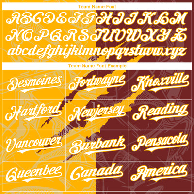 Custom Graffiti Pattern White Burgundy-Gold 3D Scratch Authentic Baseball Jersey