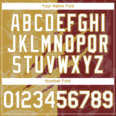 Custom Graffiti Pattern White Burgundy-Old Gold 3D Scratch Authentic Baseball Jersey