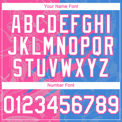 Custom Graffiti Pattern White Electric Blue-Pink 3D Scratch Authentic Baseball Jersey