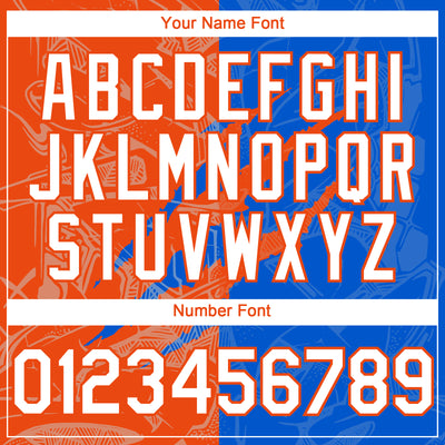 Custom Graffiti Pattern White Thunder Blue-Orange 3D Scratch Authentic Baseball Jersey