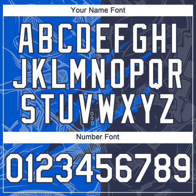 Custom Graffiti Pattern White Navy-Thunder Blue 3D Scratch Authentic Baseball Jersey