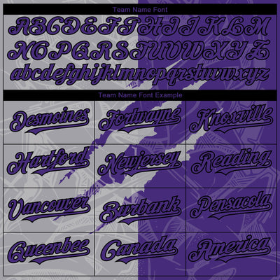 Custom Graffiti Pattern Purple Gray-Black 3D Scratch Authentic Baseball Jersey