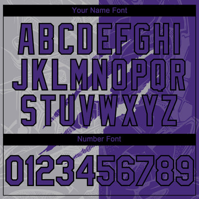 Custom Graffiti Pattern Purple Gray-Black 3D Scratch Authentic Baseball Jersey