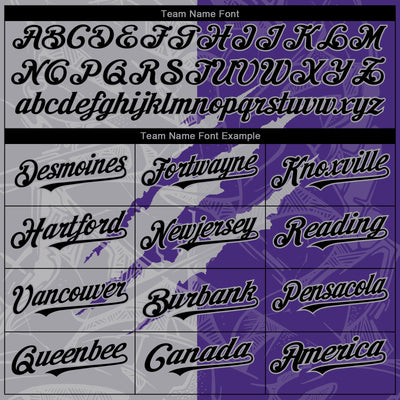 Custom Graffiti Pattern Black Purple-Gray 3D Scratch Authentic Baseball Jersey